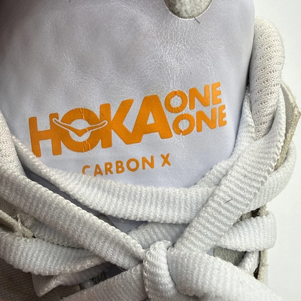 Hoka One One Carbon X White Blazing Orange 1113527 WBOR Running Shoes 10 B